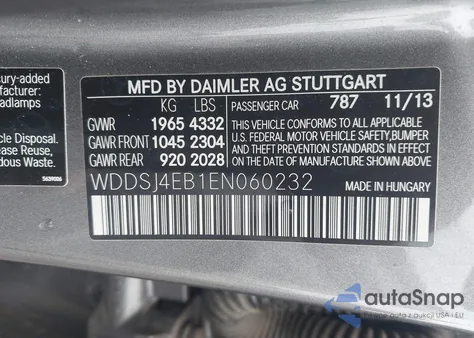 2014 Mercedes-Benz Cla 250 z USA, uszkodzony, nr VIN WDDSJ4EB1EN060232